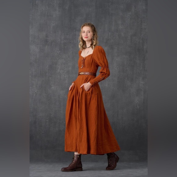 PHOENIX 24 | REGENCY LACE-UP LINEN DRESS - Picture 2 of 6